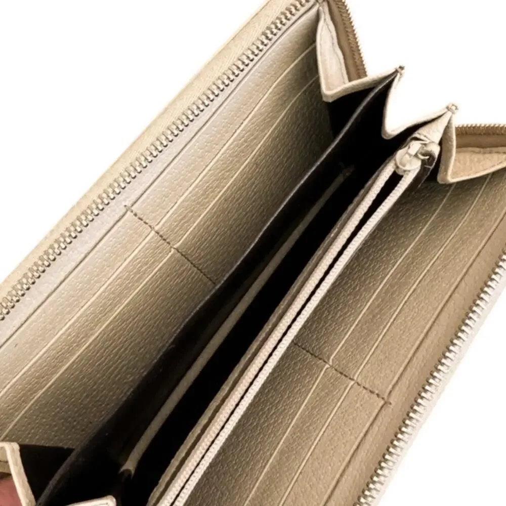 Gucci GG Canvas Zip Around Continental Wallet Monogram Beige‎ Tan Leather - Picture 8 of 10